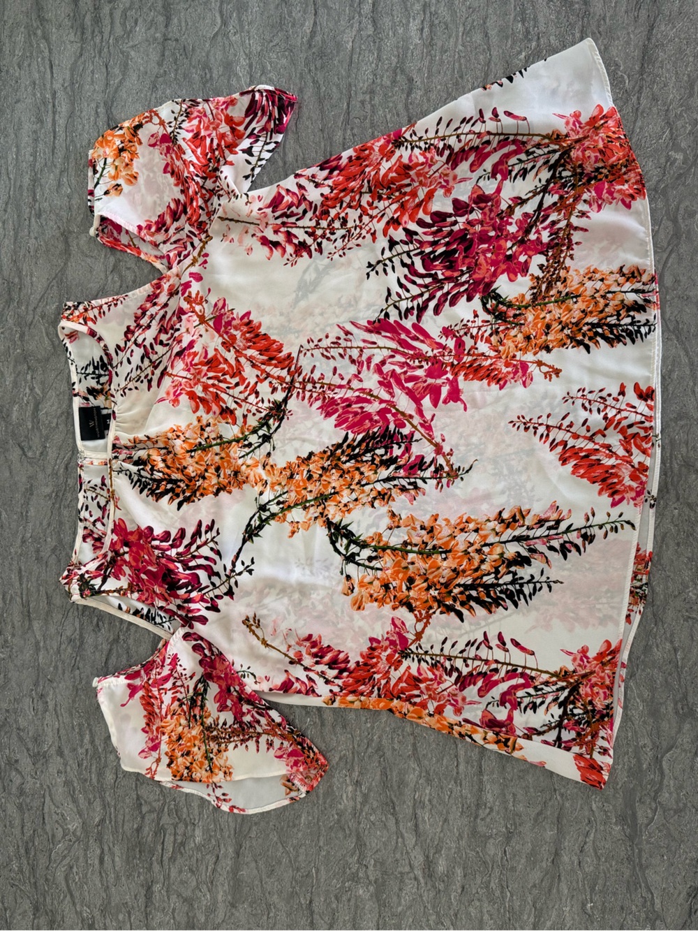 Worthington Cold-Shoulder Floral Blouse in Cream, Pink & Orange